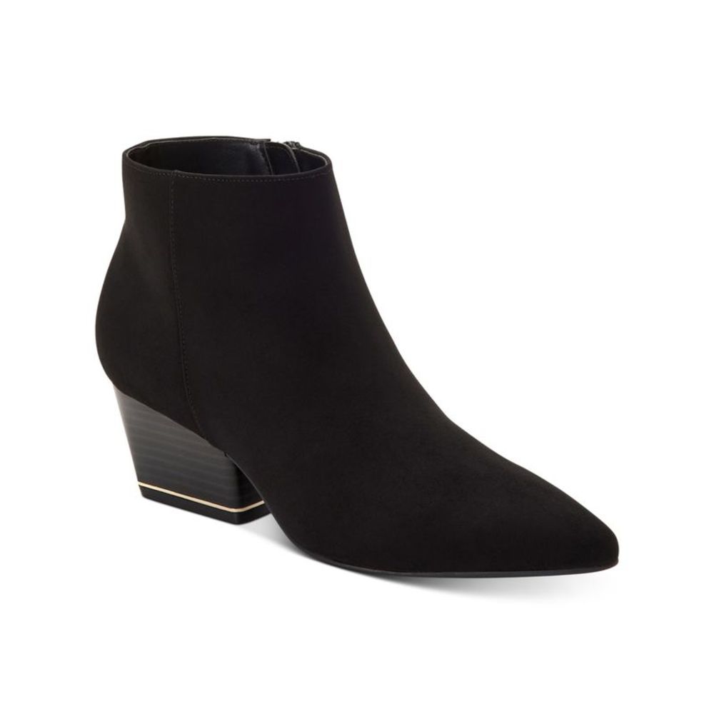ALFANI Womens Black Armena Pointed Toe Stacked Heel Zip-Up Booties 5 M
